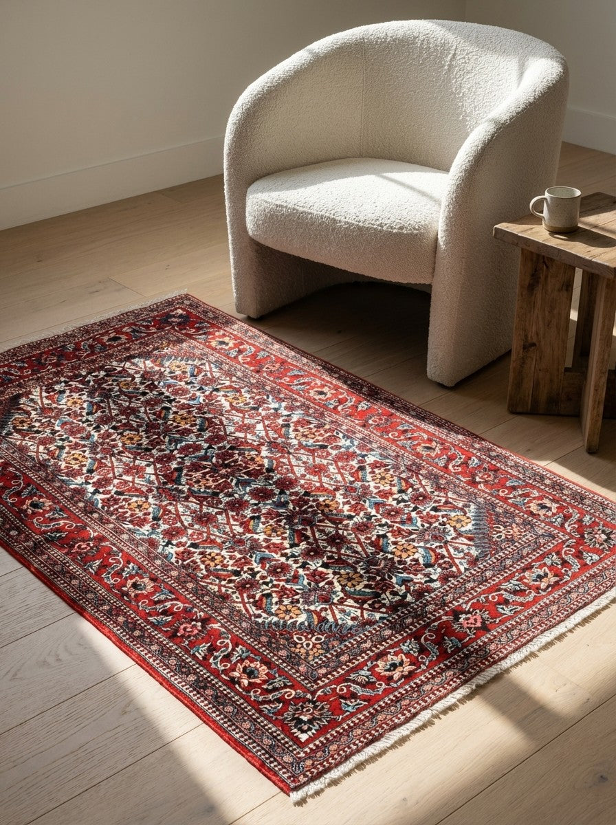 Isfahan — Hand-knotted, 102x151 cm, Beige, 100% Virgin Wool | Detail view
