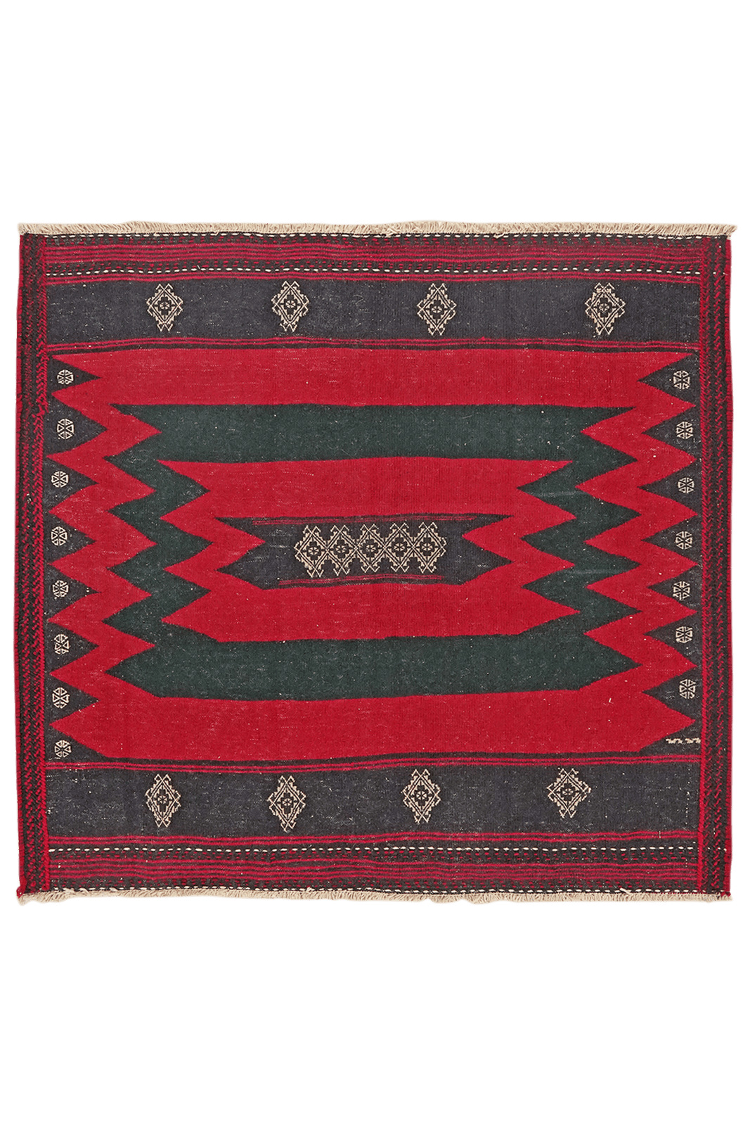 Kelim Afshar — Handmade, 114x120 cm, Red, 100% Virgin Wool | Main view