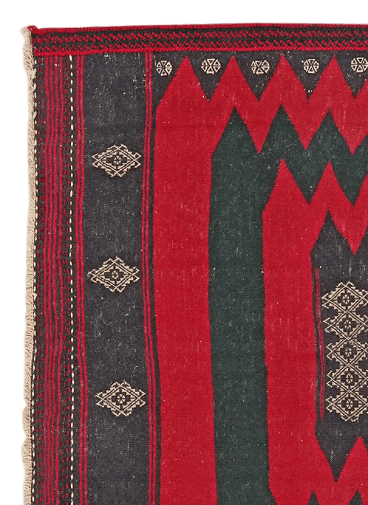 Kelim Afshar — Handmade, 114x120 cm, Red, 100% Virgin Wool | View 3