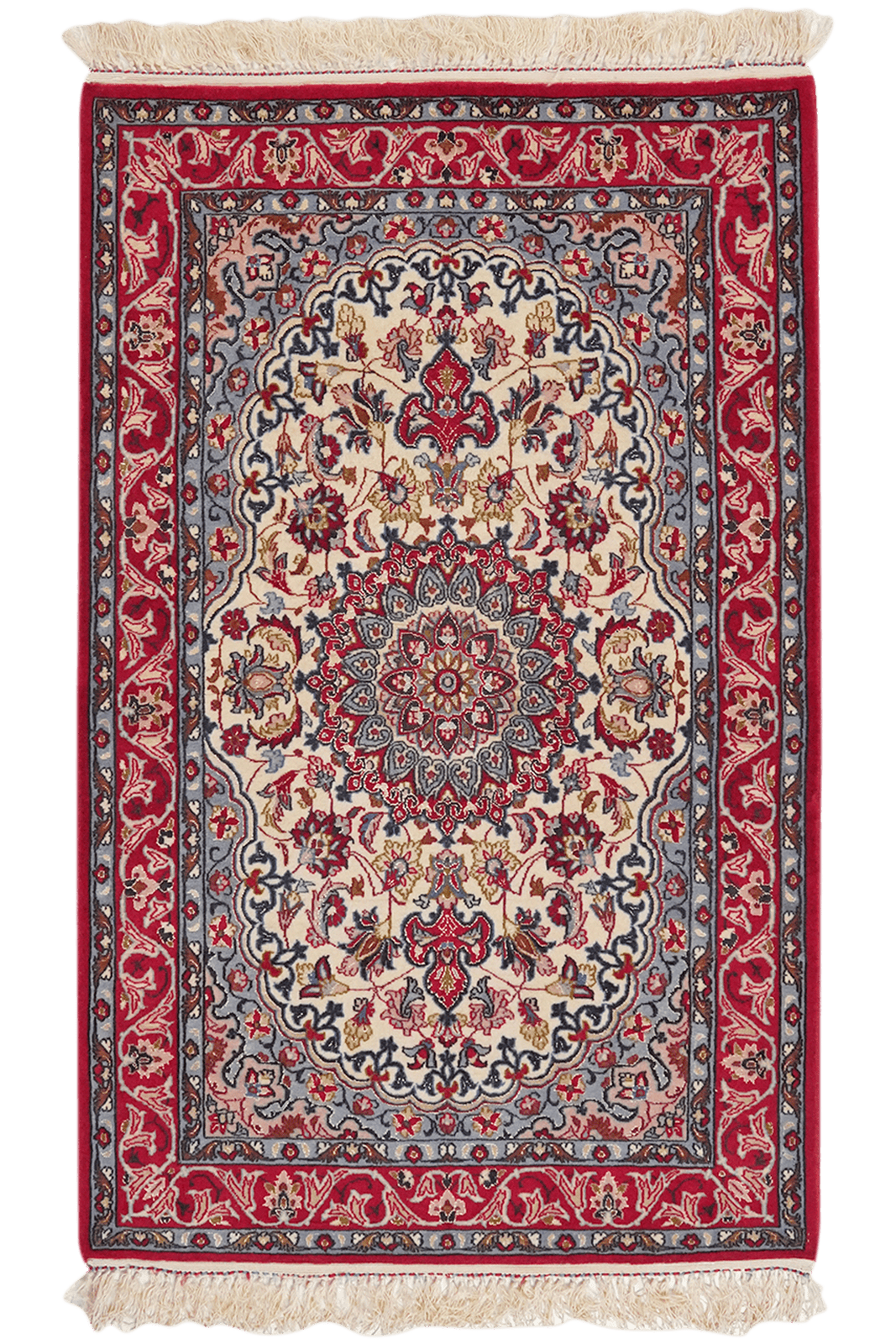 Isfahan — Hand-knotted, 71x113 cm, Beige, 90% Schurwolle, 10% Seide | Main view