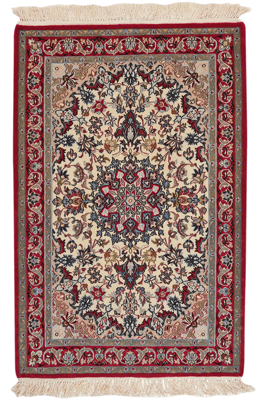 Isfahan — Hand-knotted, 73x111 cm, Beige, 90% Schurwolle, 10% Seide | Main view