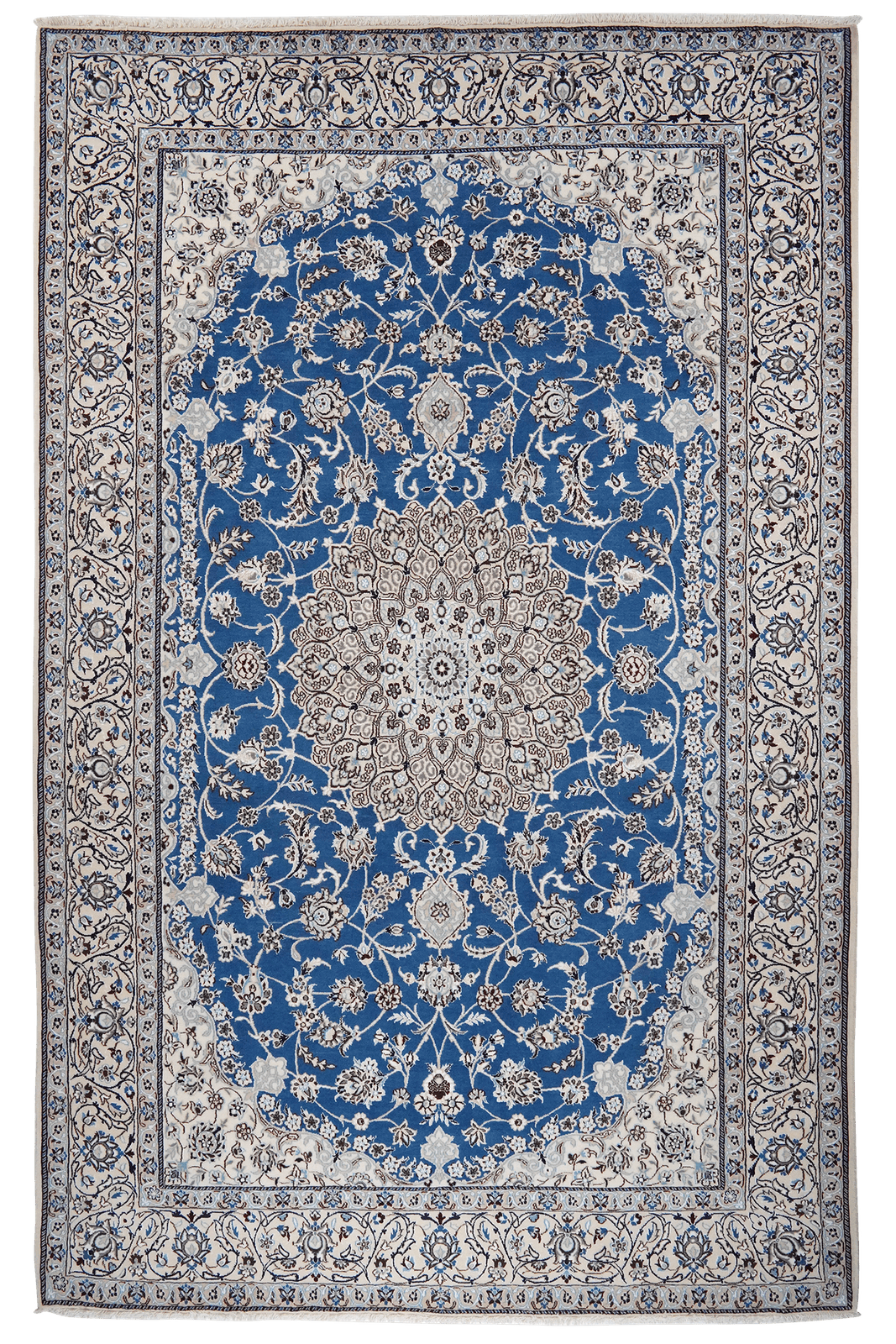 Nain 9La — Hand-knotted, 201x316 cm, Blue, 100% Virgin Wool | Main view