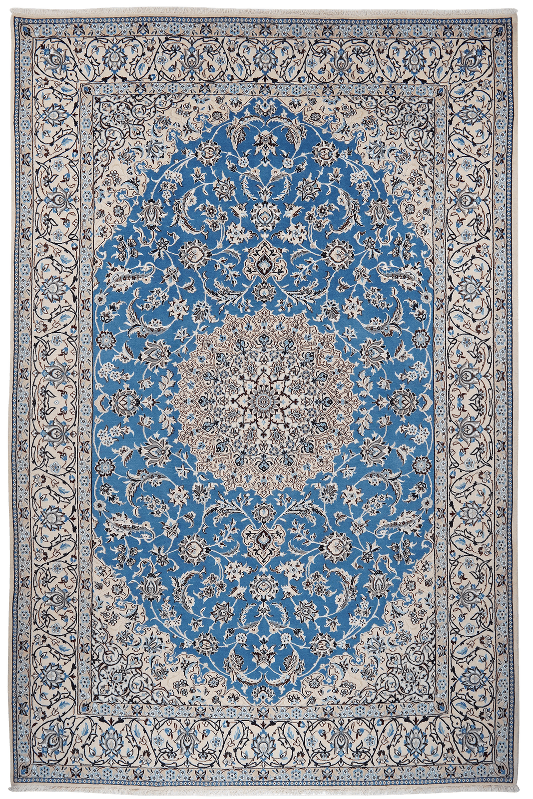 Nain 9La — Hand-knotted, 207x313 cm, Blue, 100% Virgin Wool | Main view