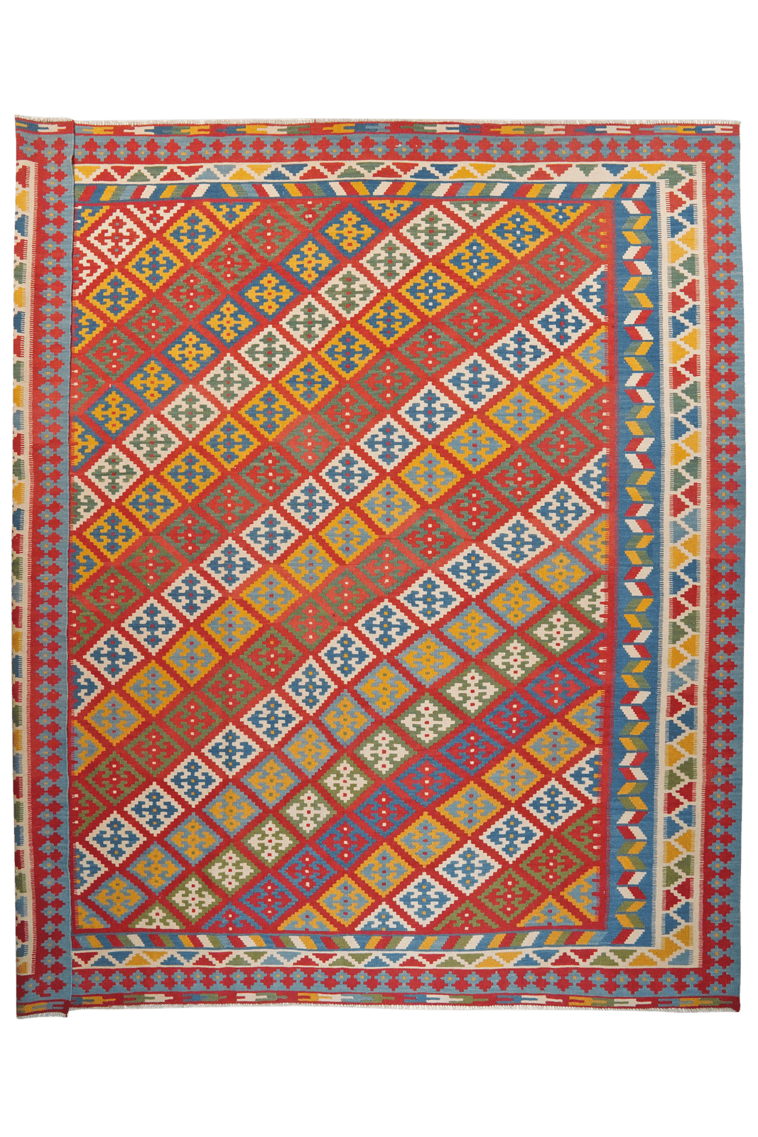 Kelim Gashgai — Handmade, 316x355 cm, Red, 100% Virgin Wool | Main view