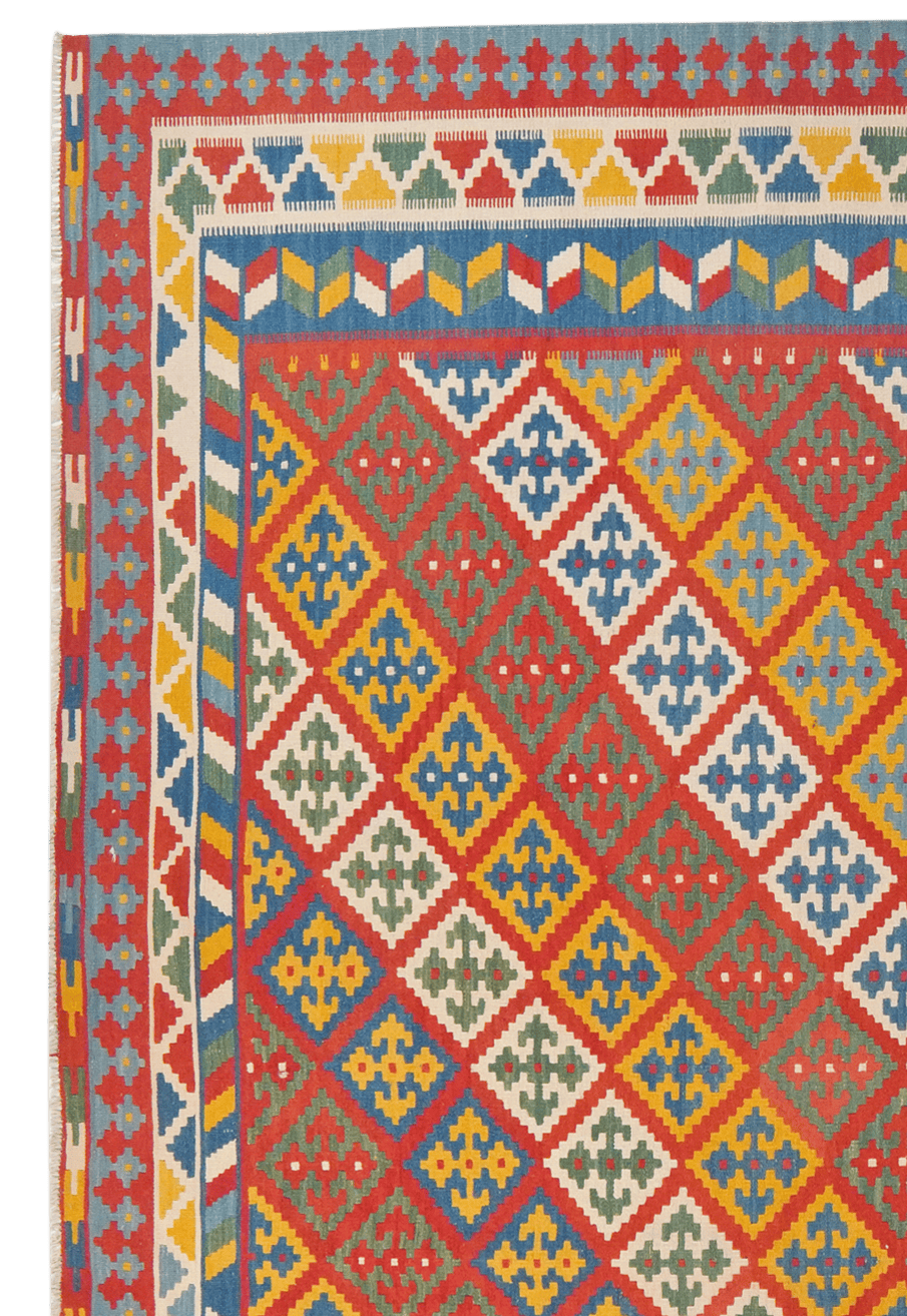 Kelim Gashgai — Handmade, 316x355 cm, Red, 100% Virgin Wool | View 3