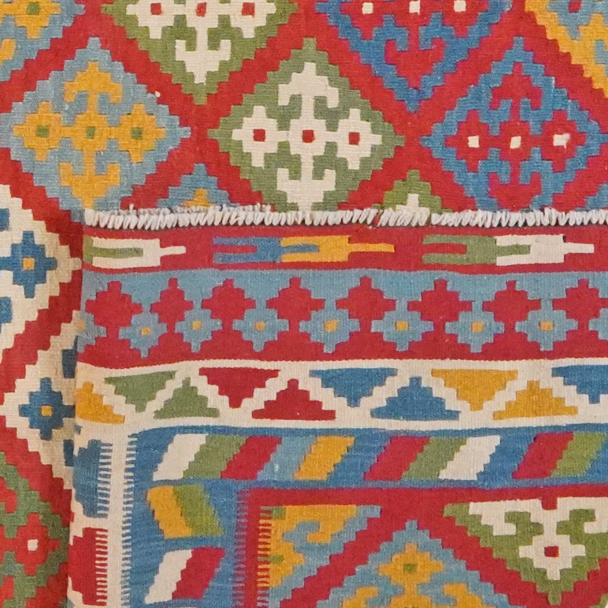 Kelim Gashgai — Handmade, 316x355 cm, Red, 100% Virgin Wool | View 6