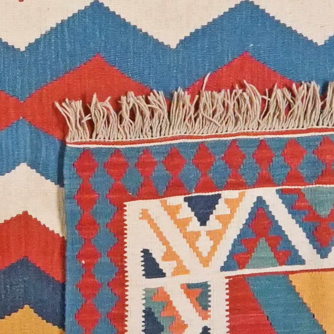 Kelim Gashgai — Handmade, 206x585 cm, Multicolor, 100% Virgin Wool | View 6