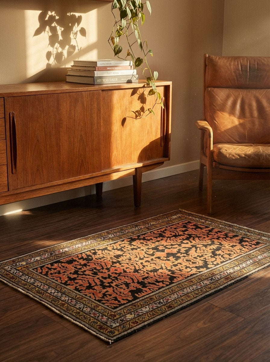 Malayer — Handgefertigt, 119x83 cm, Beige, 100% Virgin Wool | Back view