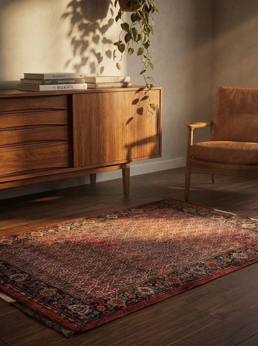 Gashgai — Hand-knotted, 117x165 cm, Beige, 100% Virgin Wool | Back view