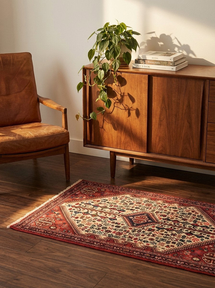 Abadeh — Handgefertigt, 122x80 cm, Blau, 100% Virgin Wool | Back view