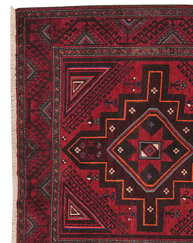 Belutch — Hand-knotted, 164x378 cm, Red, 100% Virgin Wool | View 3
