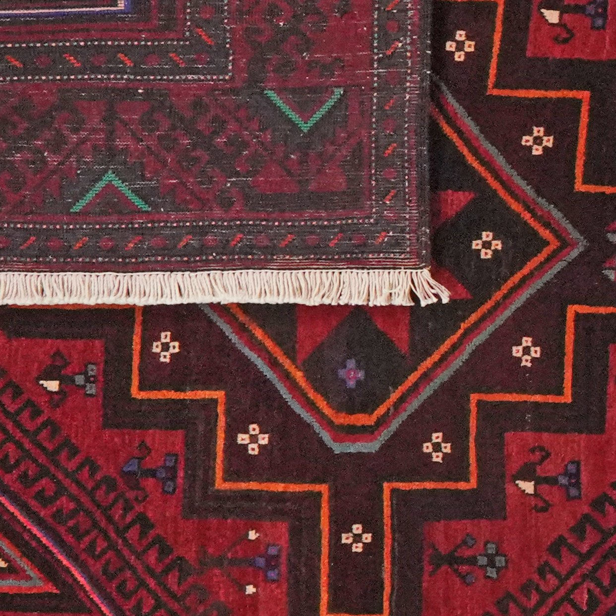 Belutch — Hand-knotted, 164x378 cm, Red, 100% Virgin Wool | View 6