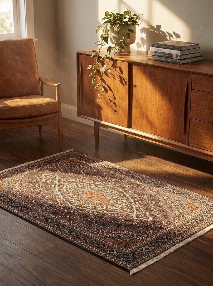 Tabriz 40 Raj — Handgefertigt, 157x103 cm, Schwarz, 100% Virgin Wool | Back view