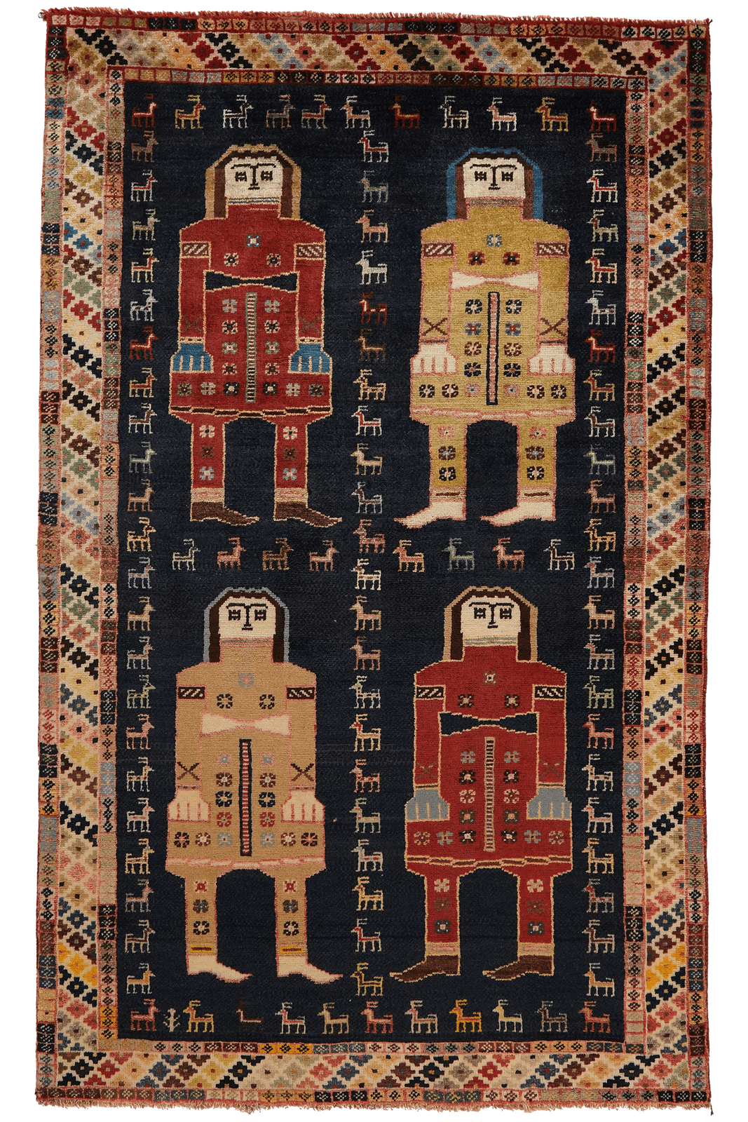 Gashgai — Hand-knotted, 110x162 cm, Blue, 100% Virgin Wool | Main view