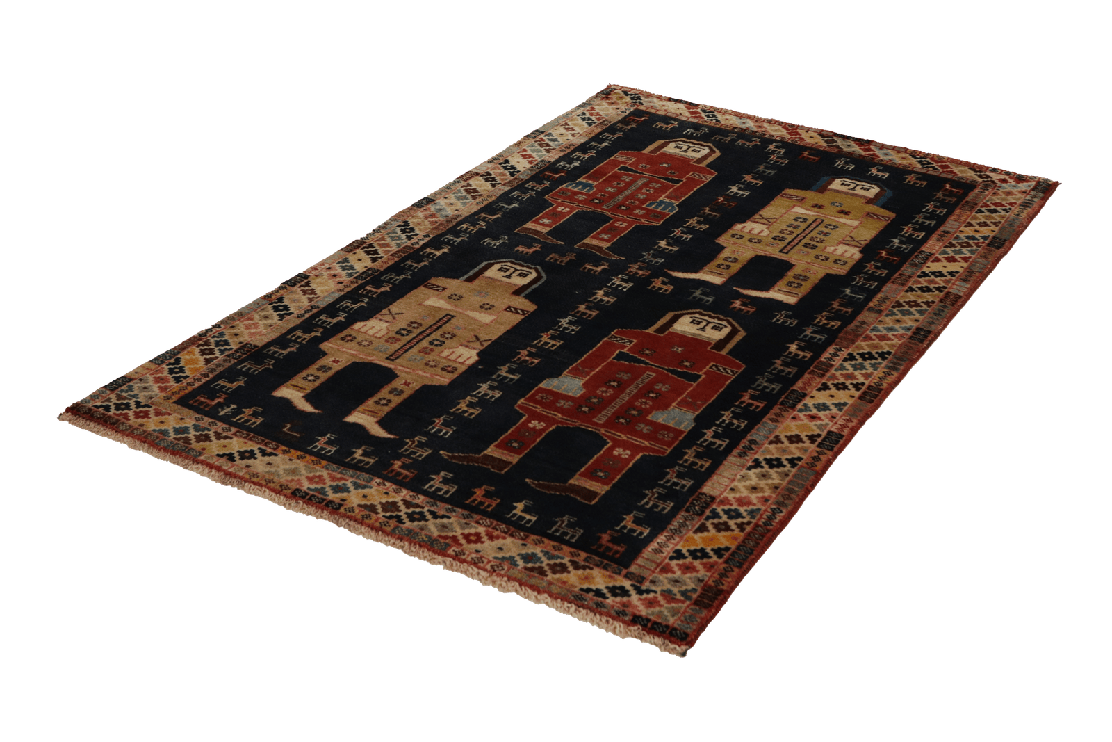 Gashgai — Hand-knotted, 110x162 cm, Blue, 100% Virgin Wool | View 6