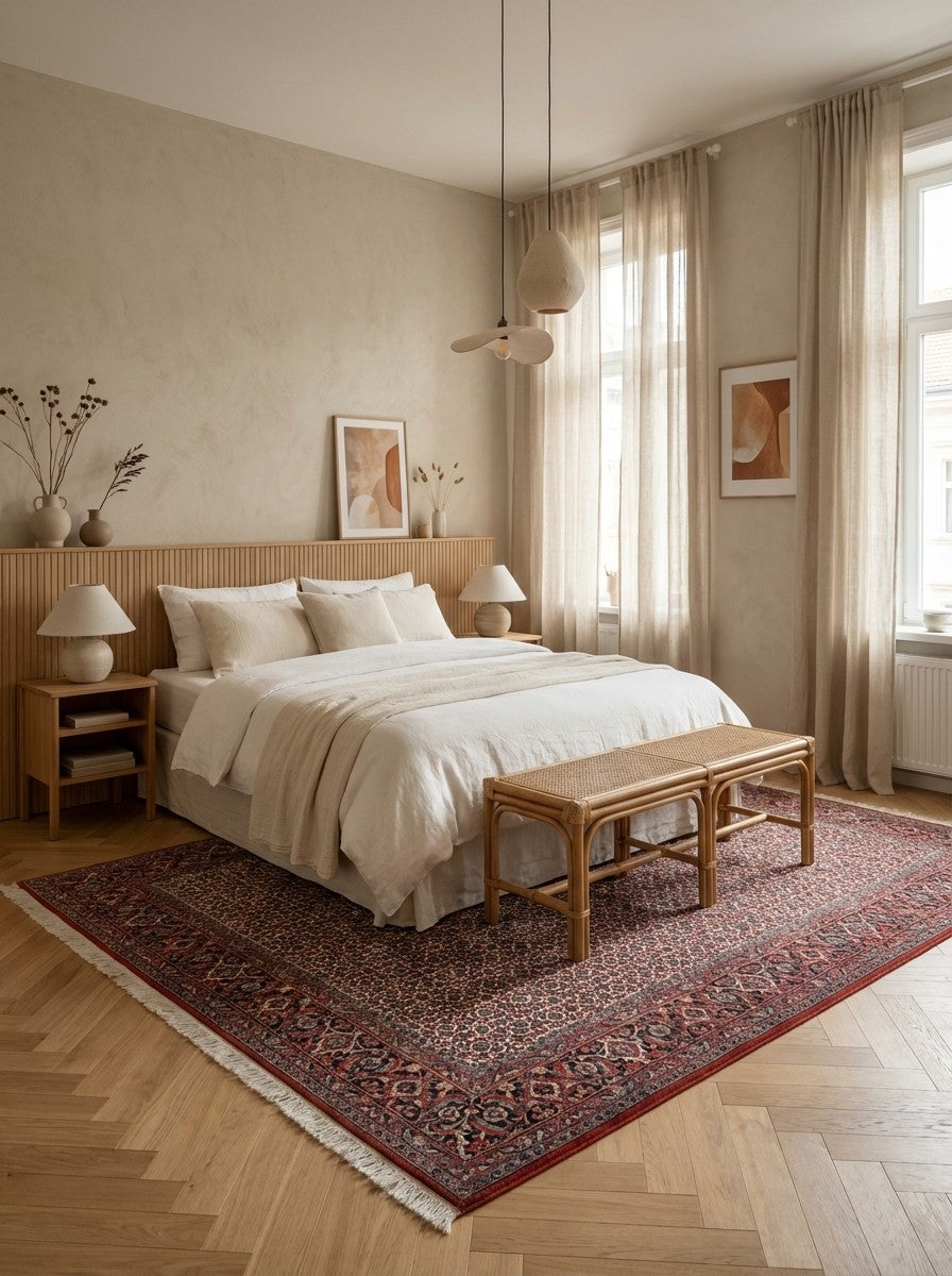 Bidjar — Hand-knotted, 203x293 cm, Beige, 100% Virgin Wool | Detail view