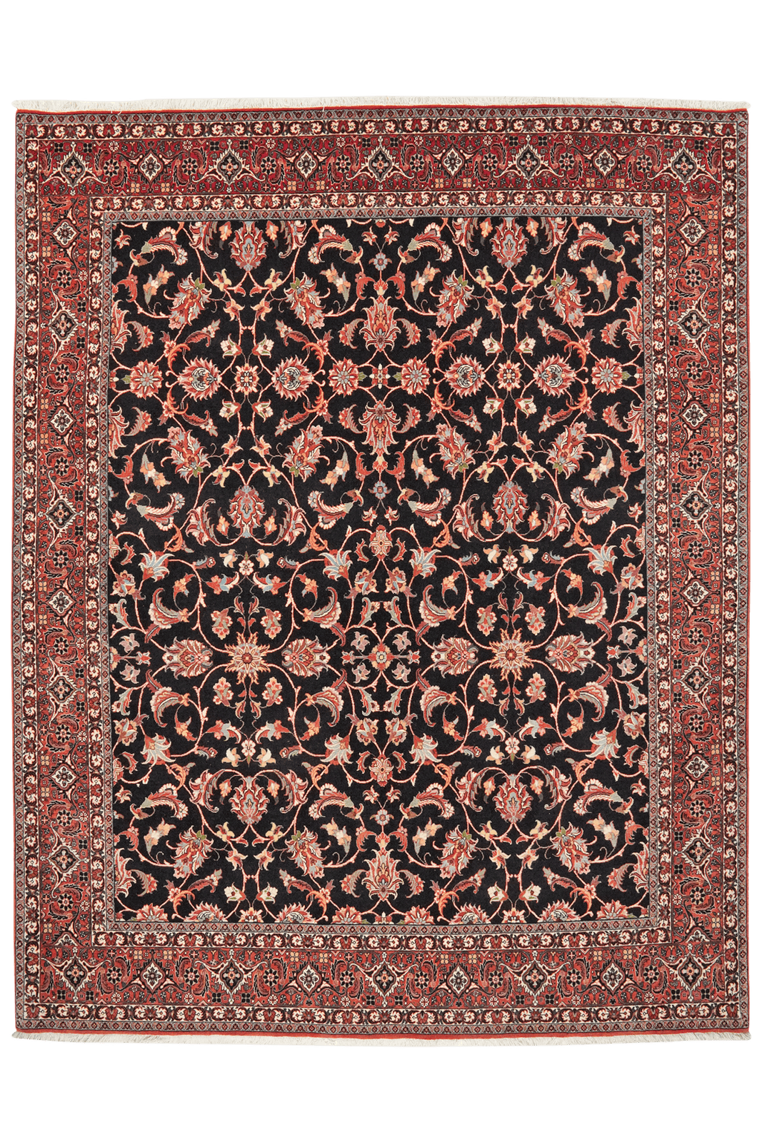 Bidjar Bookan — Hand-knotted, 202x256 cm, Black, 90% Schurwolle, 10% Seide | Main view