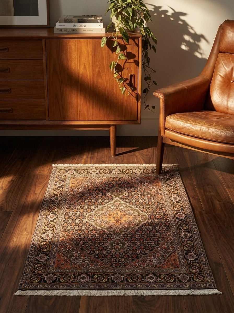 Tabriz 40 Raj — Hand-knotted, 104x150 cm, Blue, 100% Virgin Wool | Back view