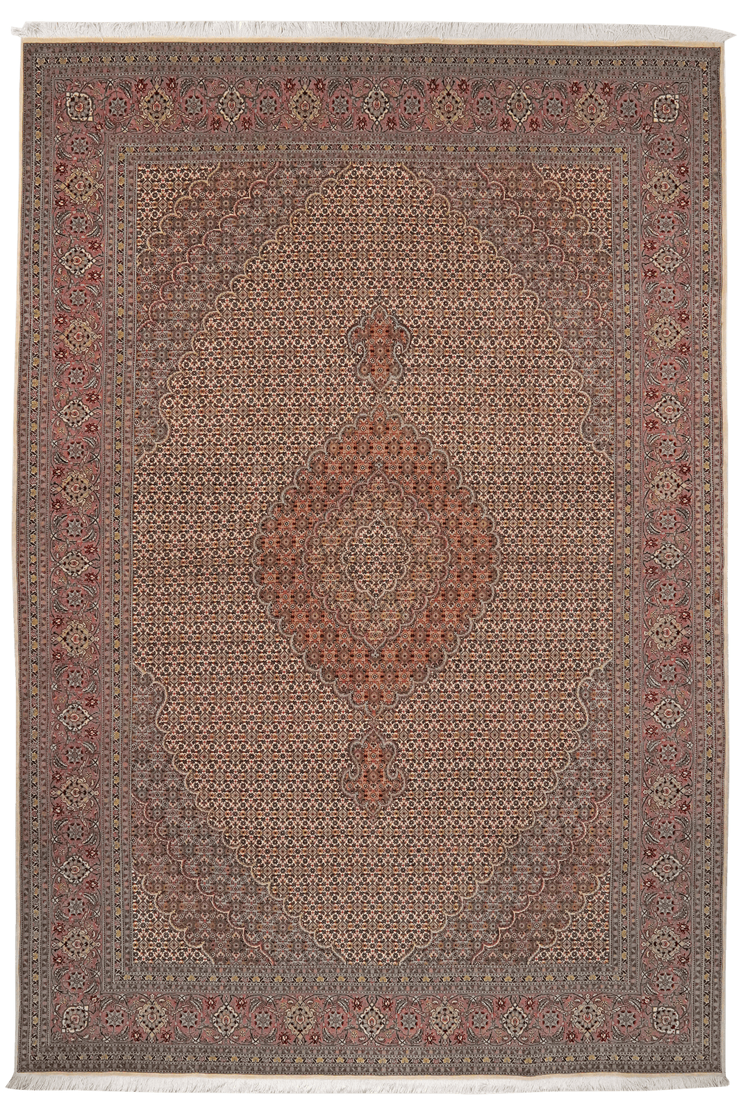 Tabriz 50 Raj — Hand-knotted, 204x298 cm, Brown, 100% Virgin Wool | Main view