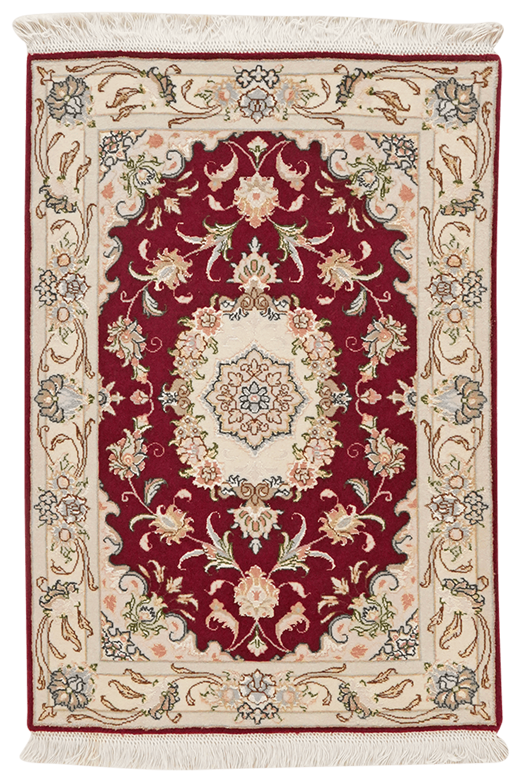Tabriz 50 Raj — Hand-knotted, 62x93 cm, Red, 100% Virgin Wool | Main view