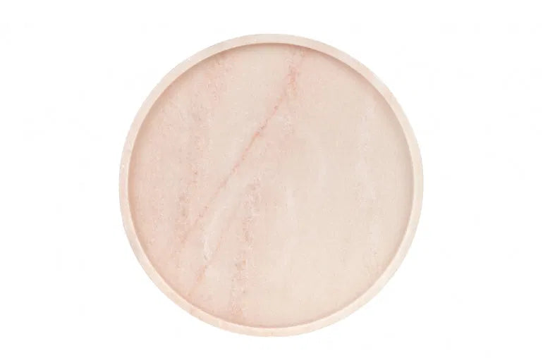 Round Pink Marble Tray Medium — Handmade , 26x26 cm | Main view