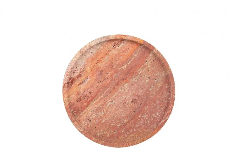 Round Travertine Tray Small — Handmade , 21x21 cm | Main view