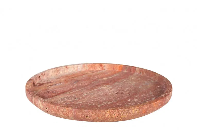 Round Travertine Tray Small — Handmade , 21x21 cm | Detail view