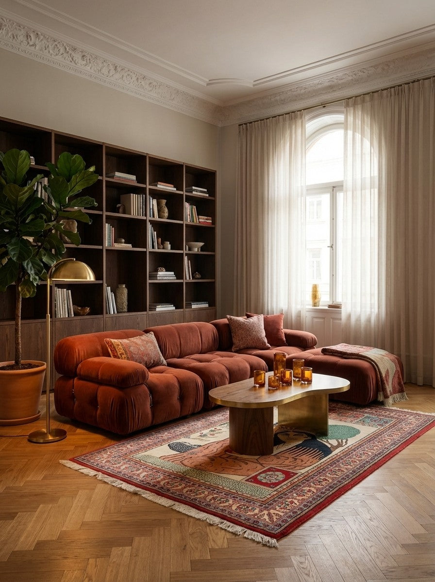 Sarough — Hand-knotted, 134x202 cm, Beige, 100% Virgin Wool | Back view
