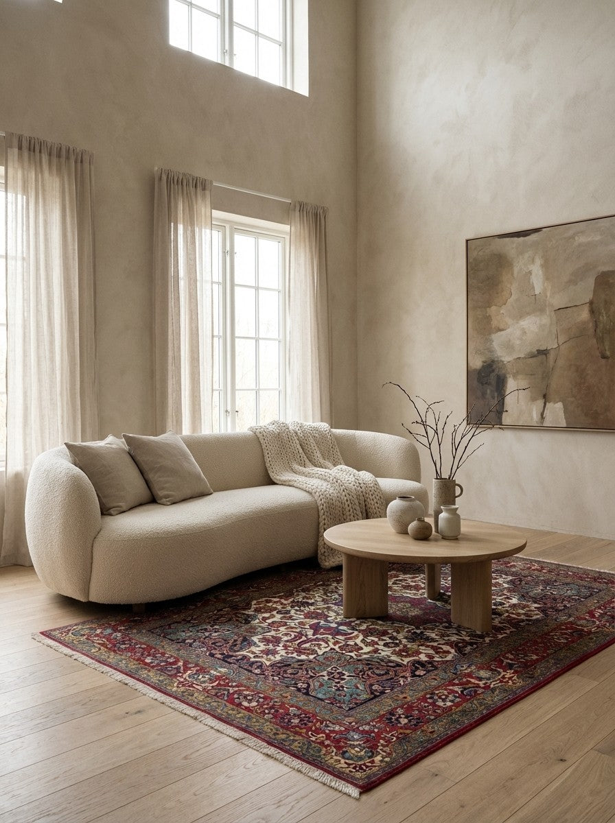 Isfahan — Hand-knotted, 144x219 cm, Beige, 100% Virgin Wool | Detail view