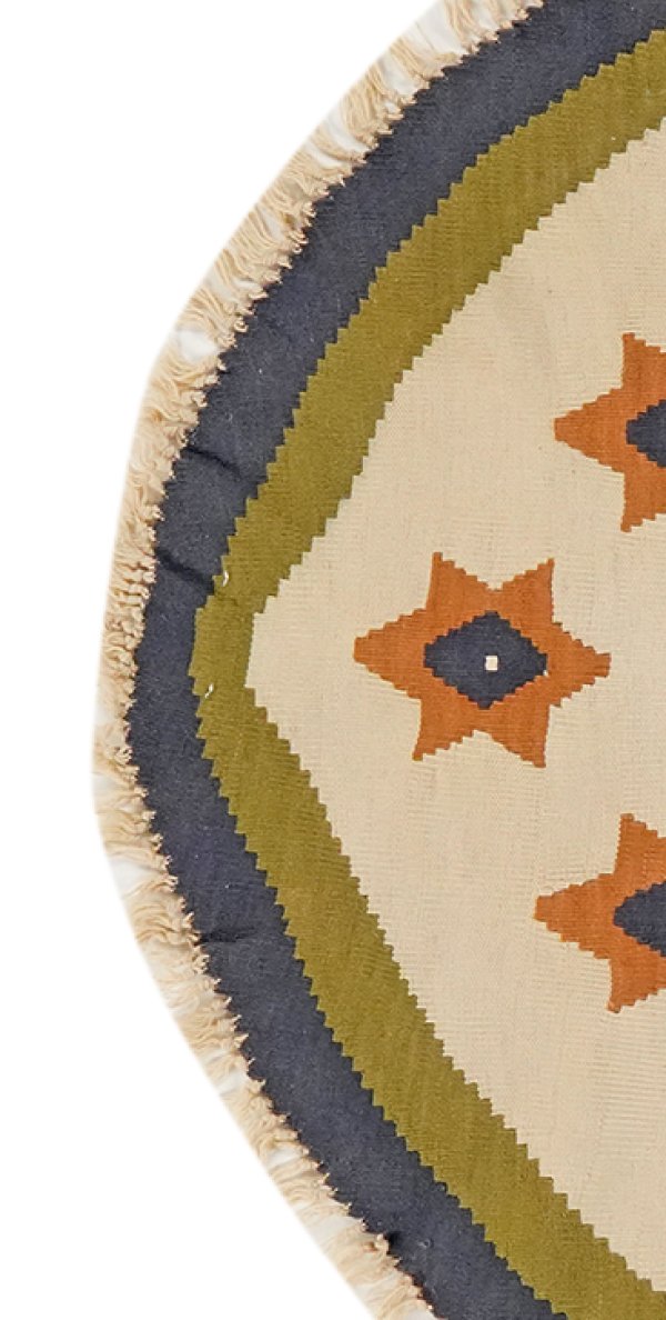 Kelim — Handmade, 110x120 cm, Beige, 100% Virgin Wool | View 3