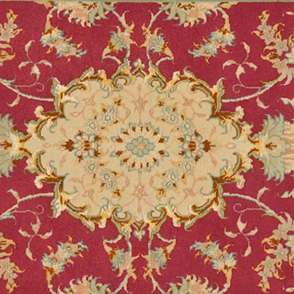 Tabriz 50 Raj — Hand-knotted, 67x111 cm, Red, 90% Schurwolle, 10% Seide | View 4