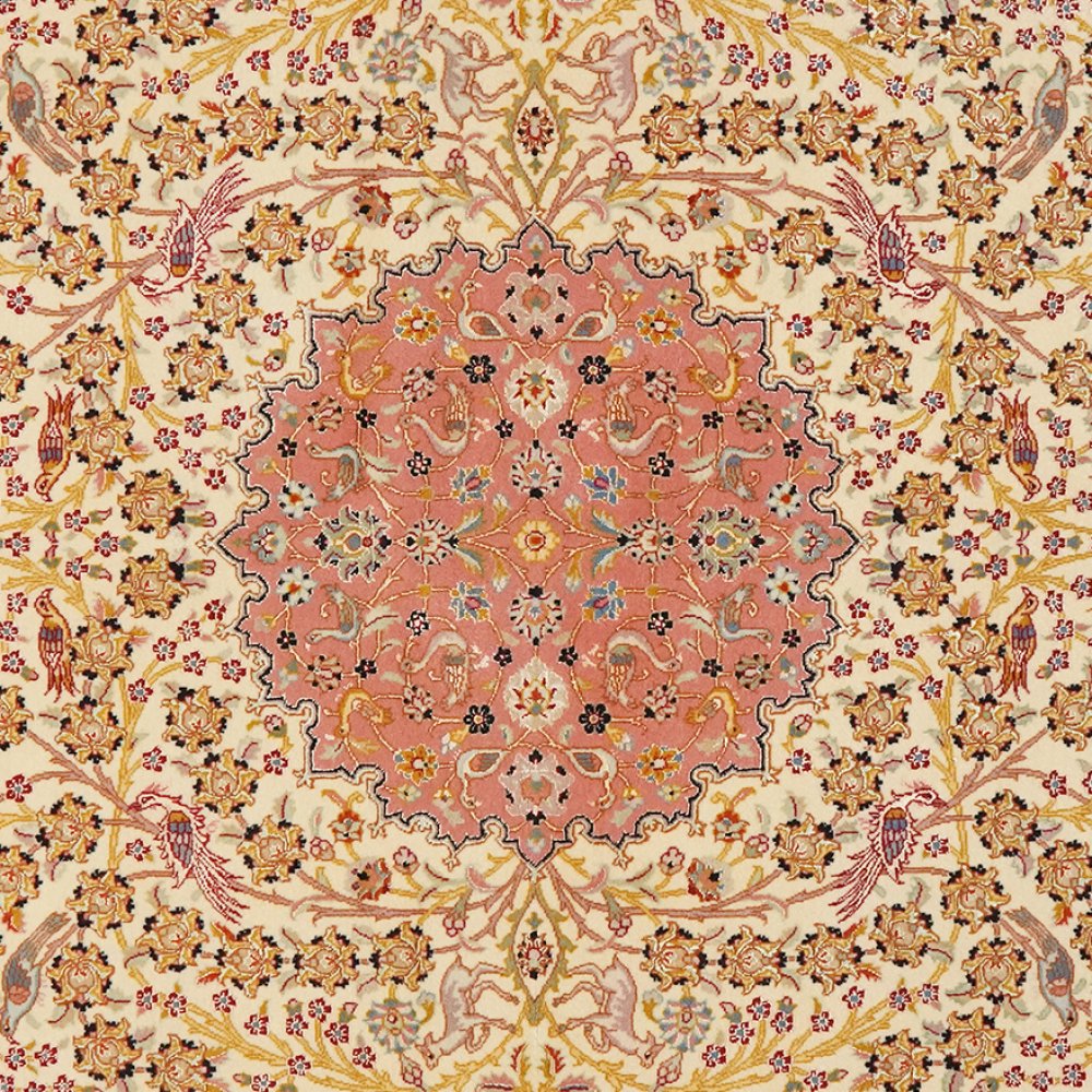 Tabriz 50 Raj — Hand-knotted, 150x199 cm, Beige, 95% Schurwolle, 5% Seide | View 4