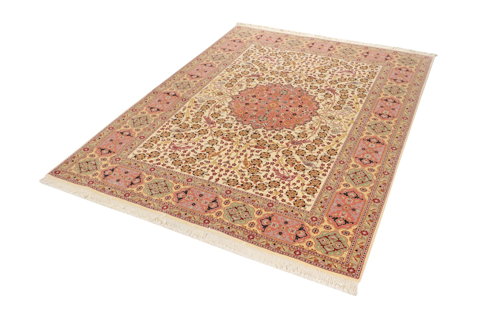 Tabriz 50 Raj — Hand-knotted, 150x199 cm, Beige, 95% Schurwolle, 5% Seide | View 5