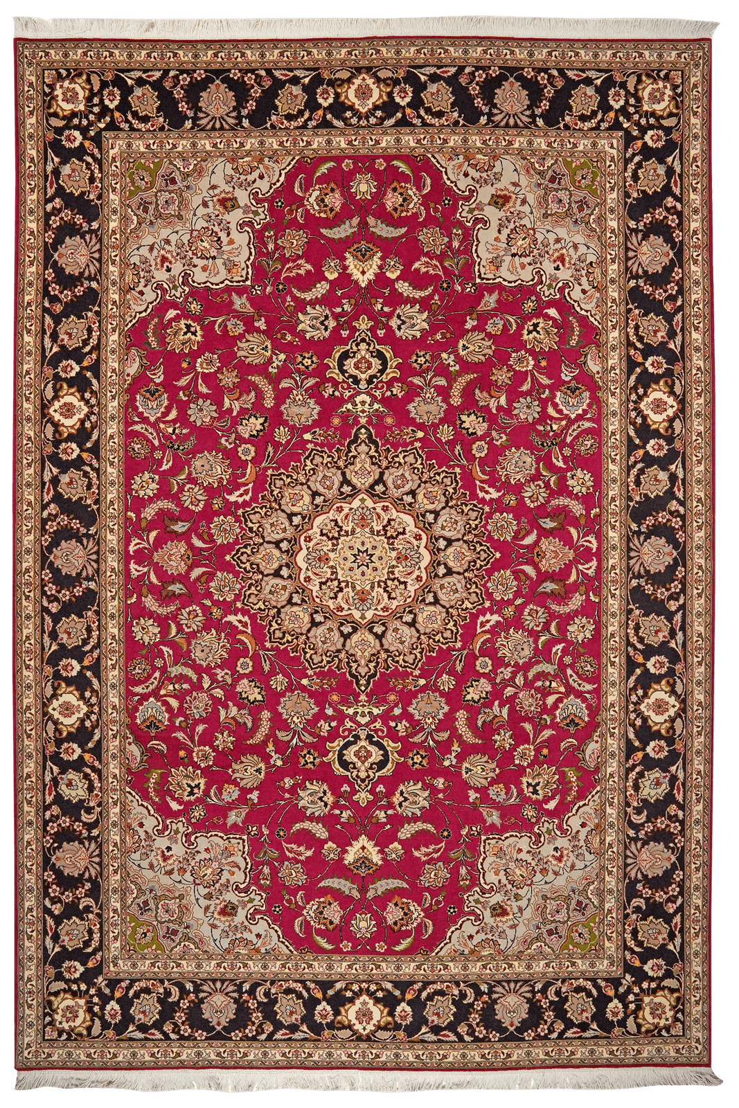 Tabriz 50 Raj — Hand-knotted, 201x294 cm, Red, 100% Virgin Wool | Main view