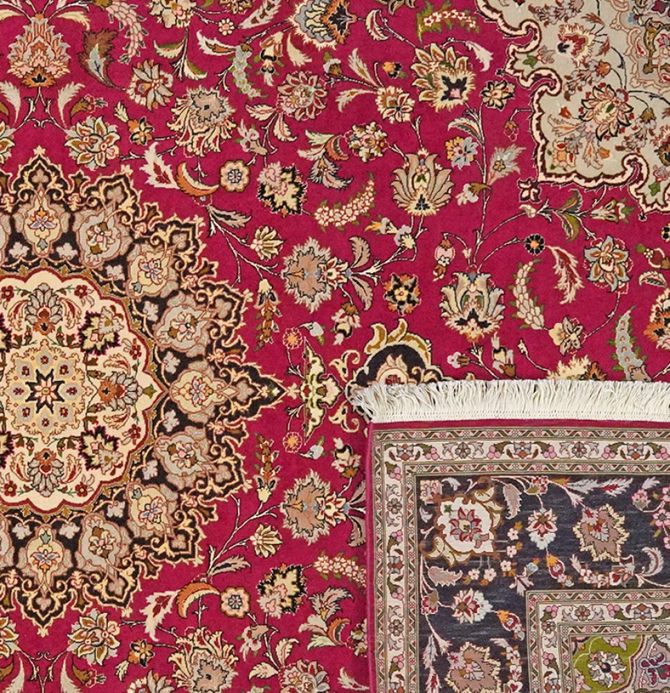 Tabriz 50 Raj — Hand-knotted, 201x294 cm, Red, 100% Virgin Wool | View 6