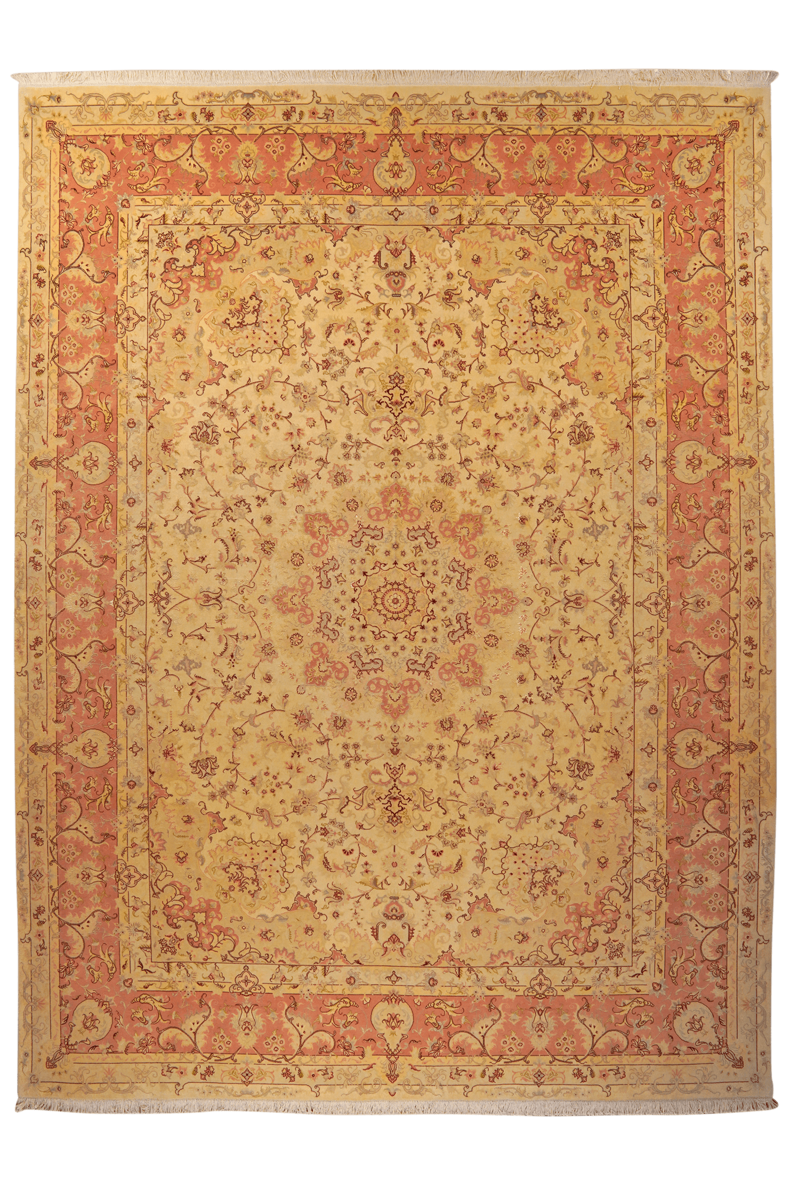 Tabriz 50 Raj — Hand-knotted, 294x390 cm, Beige, 95% Schurwolle, 5% Seide | Main view