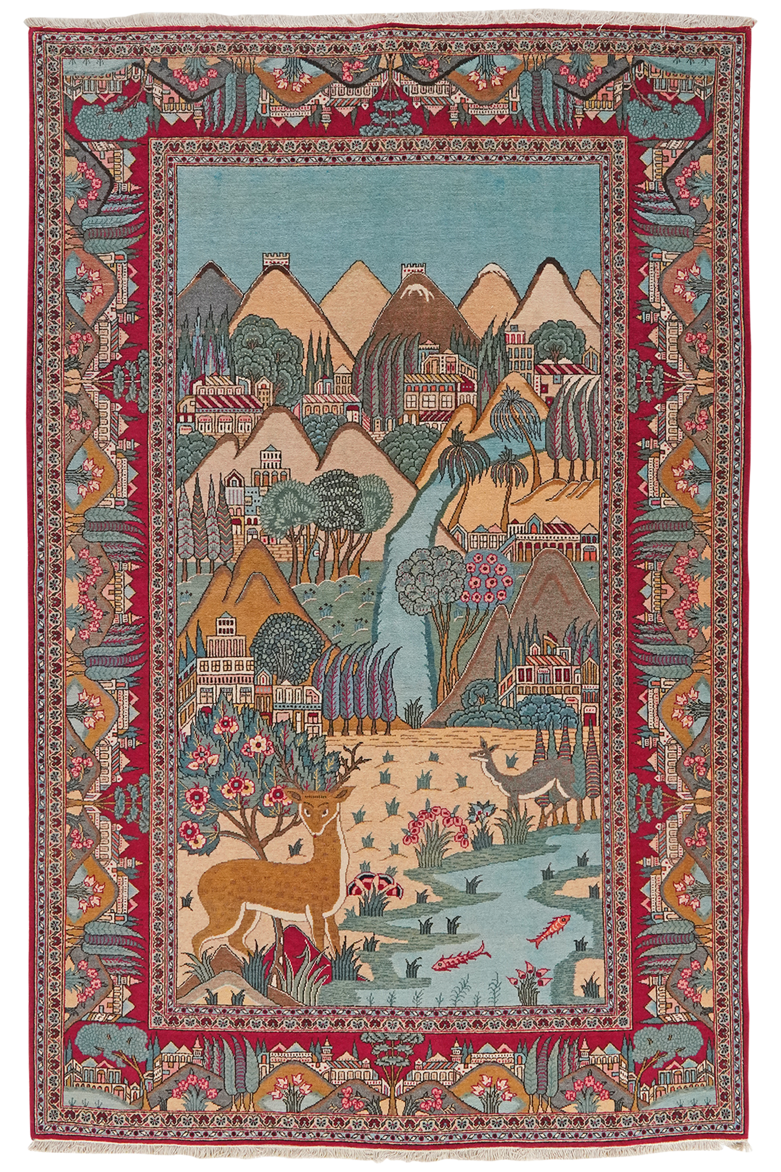 Kashan — Handgefertigt, 205x135 cm, Rot, 100% Virgin Wool | Main view