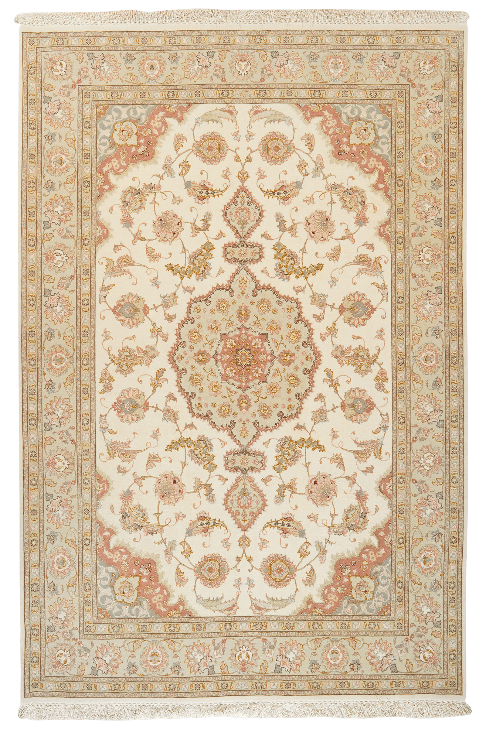 Tabriz 50 Raj — Hand-knotted, 163x249 cm, Beige, 100% Virgin Wool | Main view