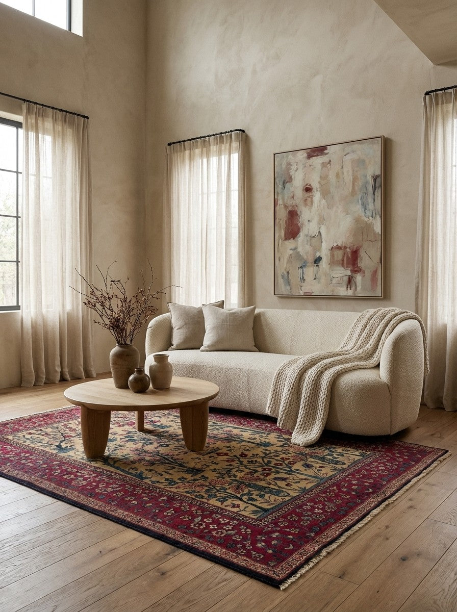 Tabriz Antique — Hand-knotted, 143x190 cm, Beige, 100% Virgin Wool | Detail view