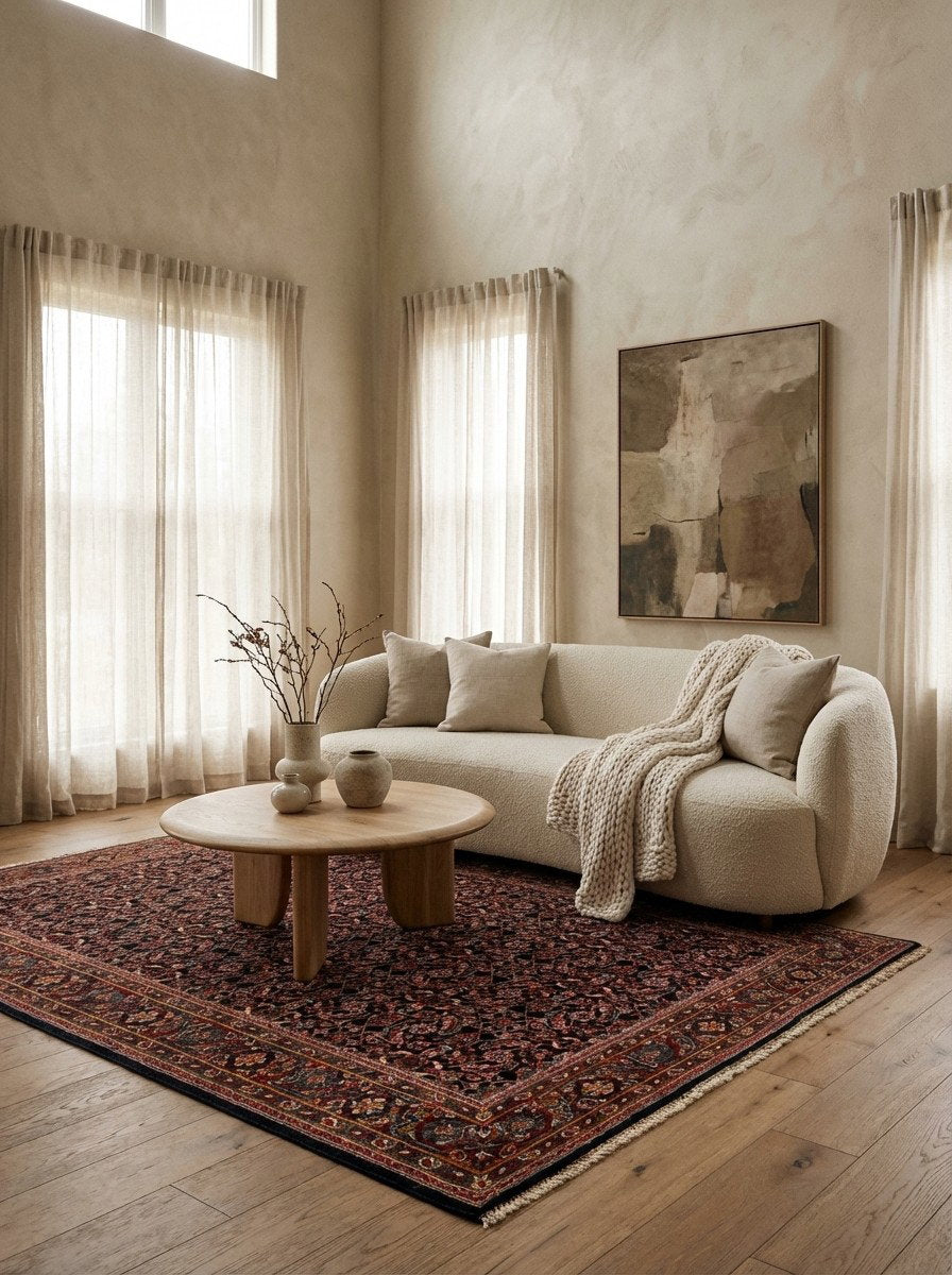 Meyghan — Handgefertigt, 200x132 cm, Rot, 100% Virgin Wool | Detail view