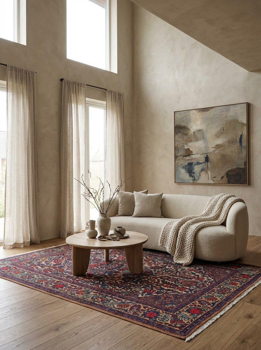 Ghazvin — Hand-knotted, 136x204 cm, Beige, 100% Virgin Wool | Detail view