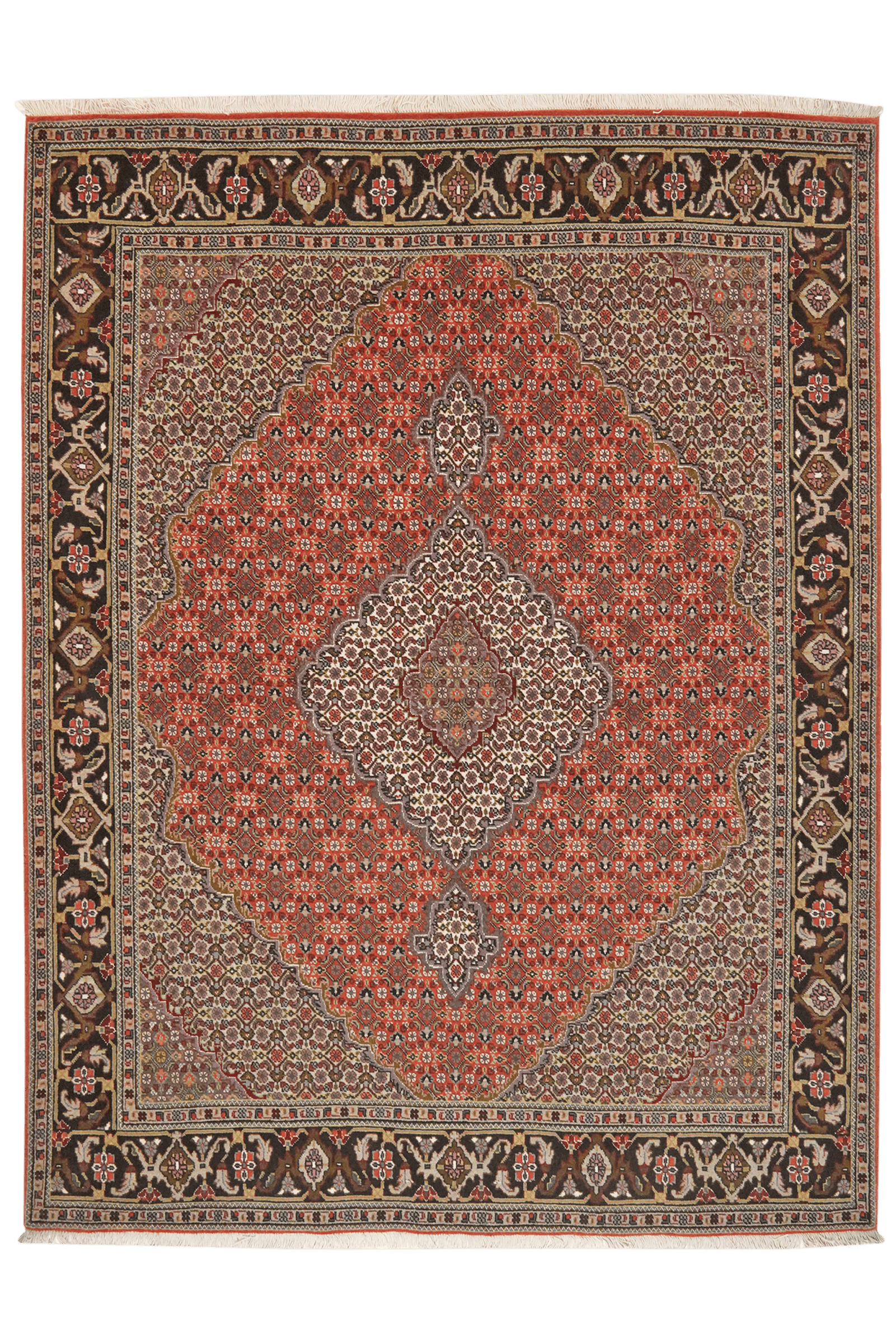 Tabriz 40 Raj — Hand-knotted, 154x200 cm, Red, 95% Schurwolle, 5% Seide | Main view
