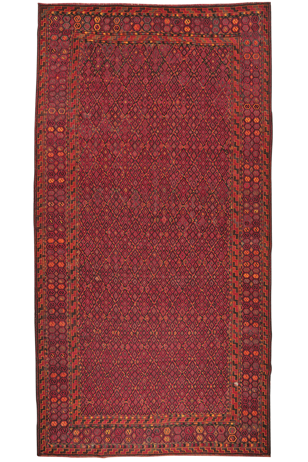 Kelim Kordi — Handmade, 204x400 cm, Red, 100% Virgin Wool | Main view