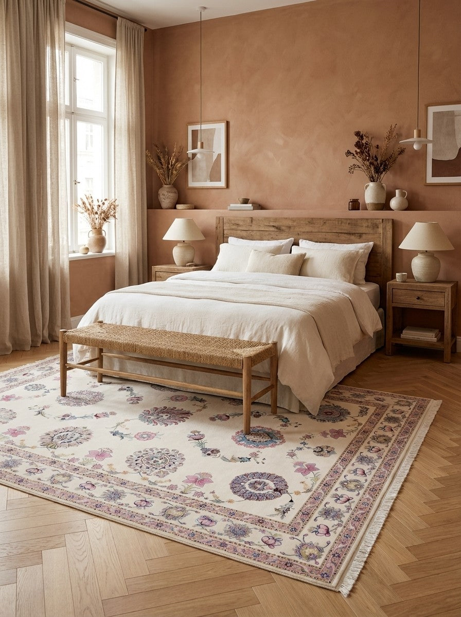 Tabriz 60 Raj — Hand-knotted, 253x346 cm, Beige, 100% Virgin Wool | Detail view