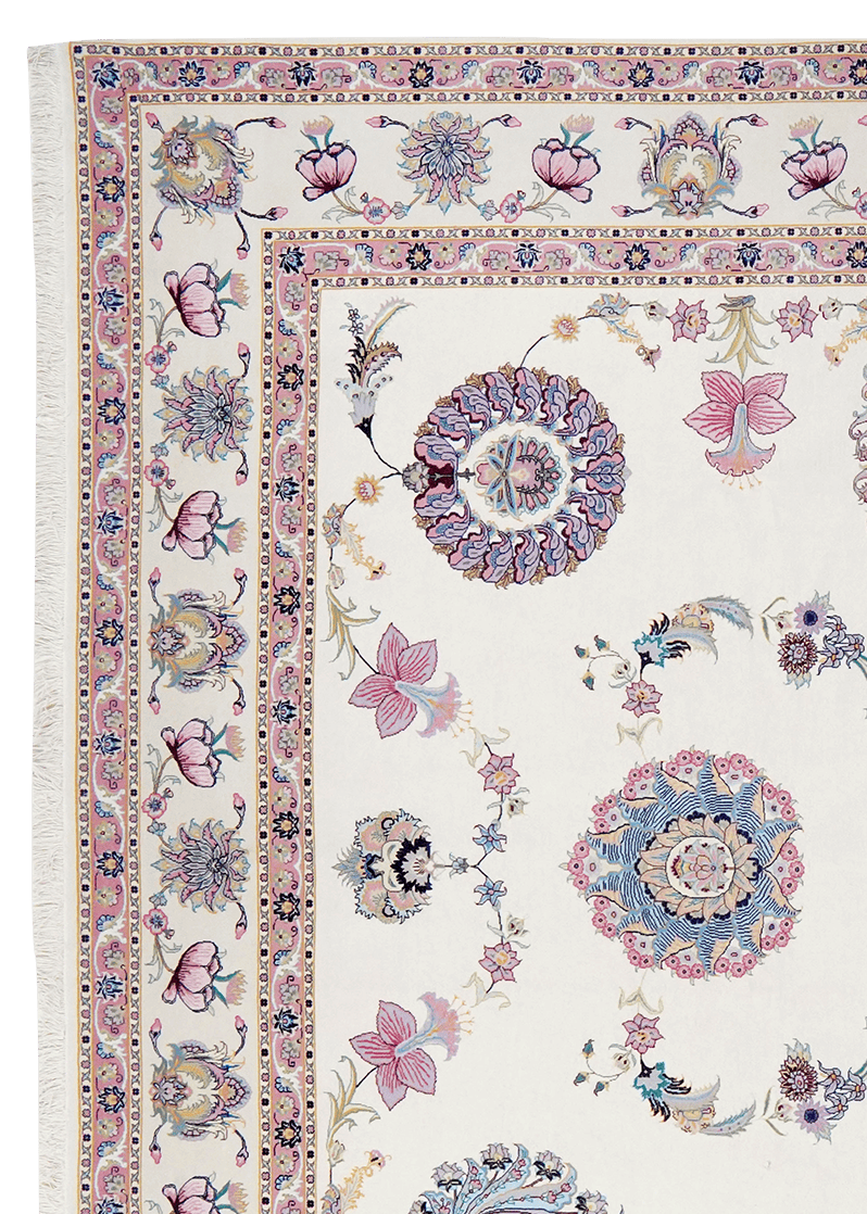 Tabriz 60 Raj — Hand-knotted, 253x346 cm, Beige, 100% Virgin Wool | View 3