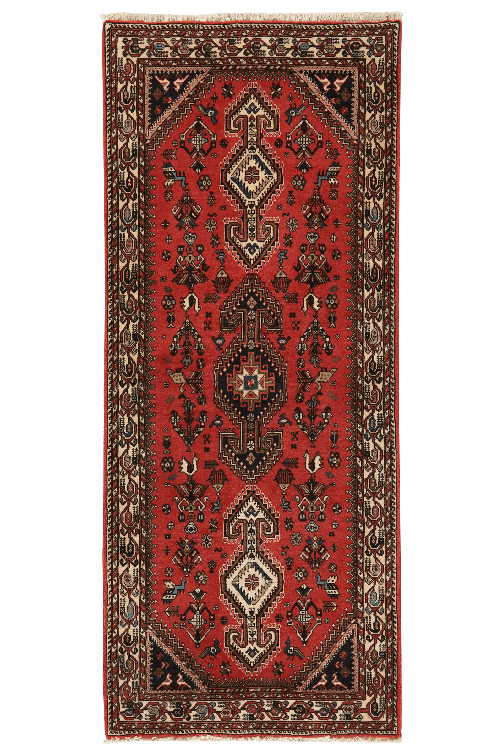 Nasrabad — Hand-knotted, 78x198 cm, Red, 100% Virgin Wool | Main view