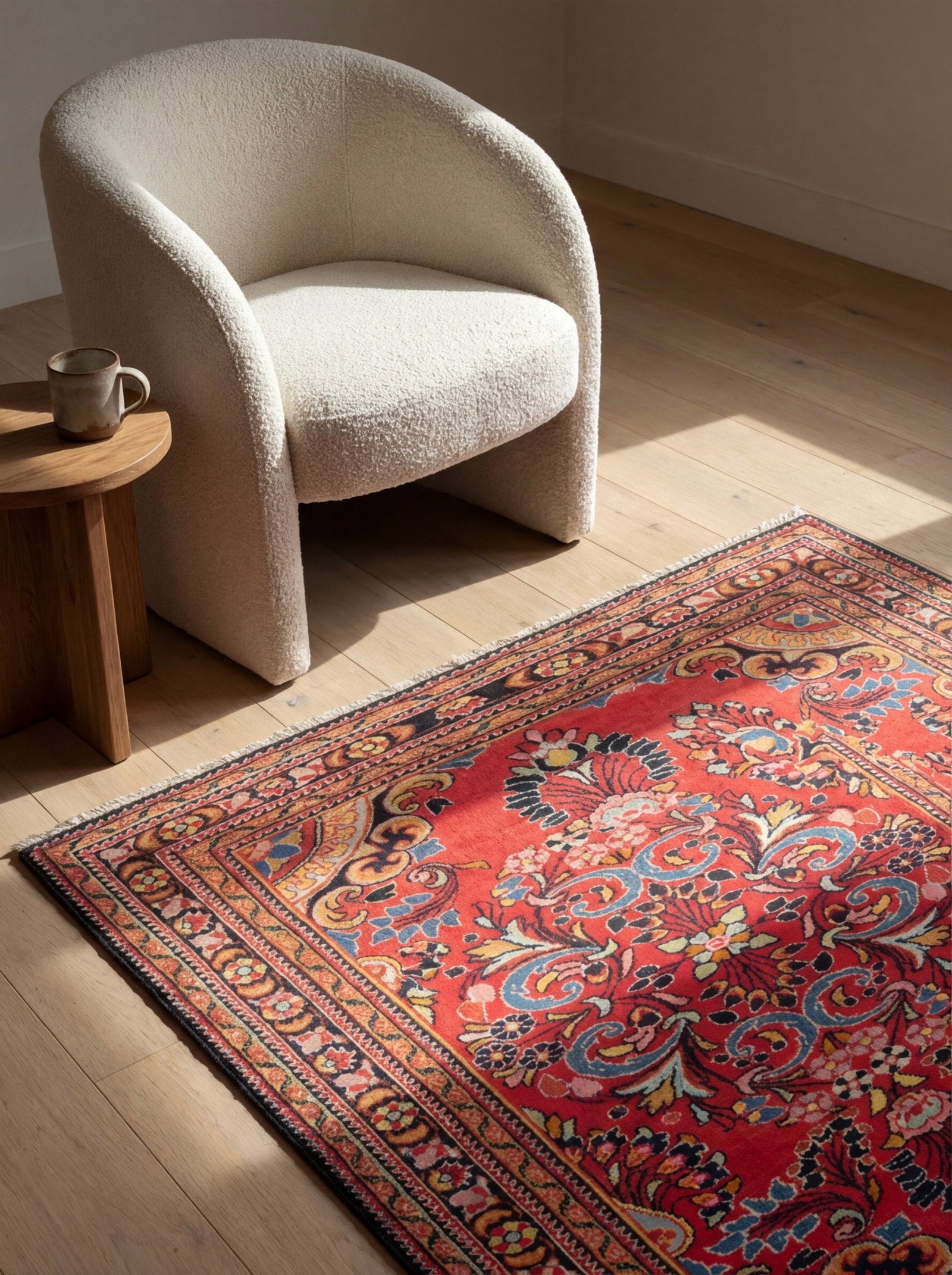 Lilian — Handgefertigt, 152x110 cm, Blau, 100% Virgin Wool | Detail view