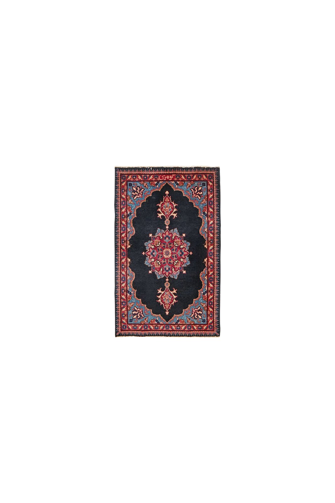 Moud — Hand-knotted, 61x98 cm, Blue, 100% Virgin Wool | Main view