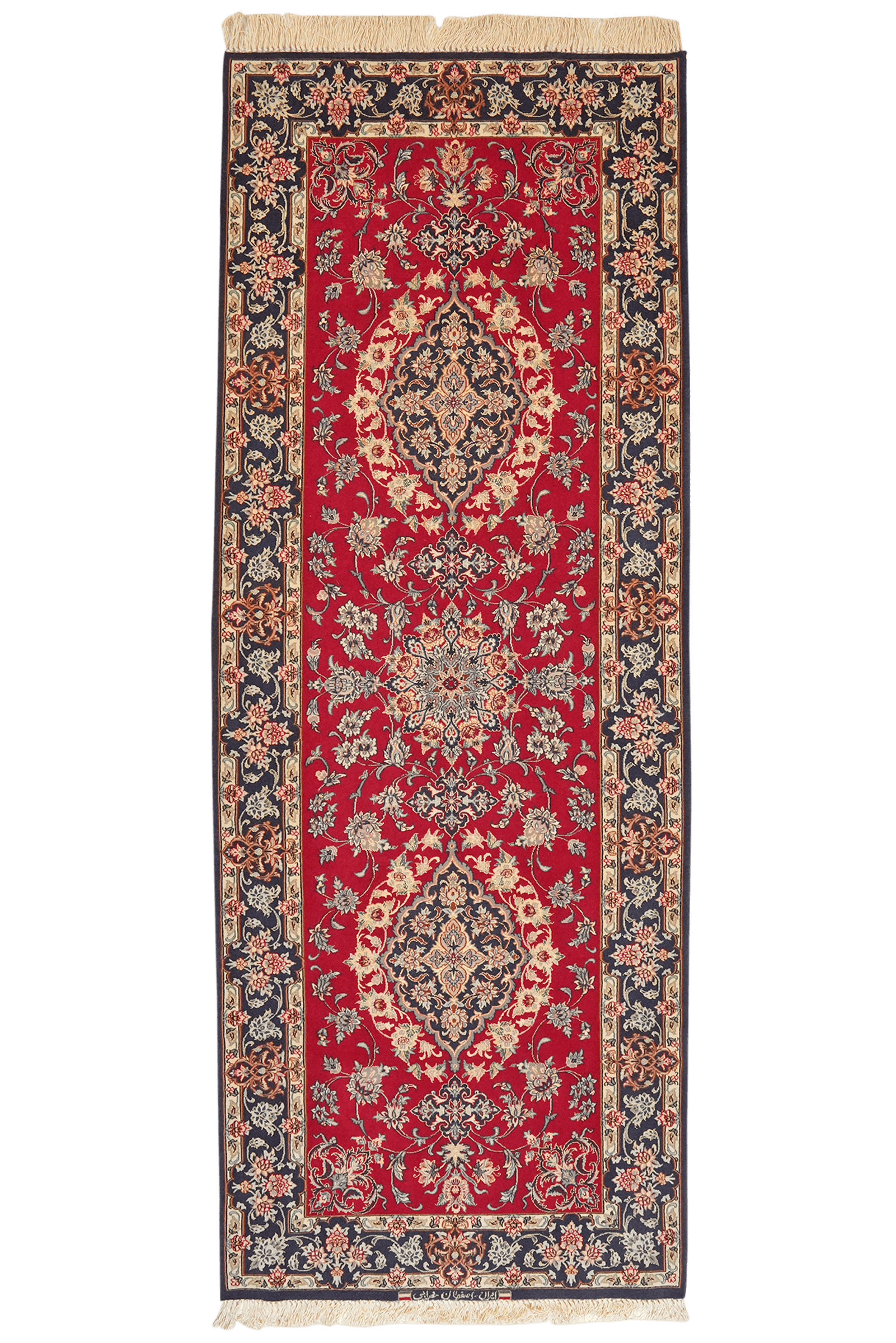 Isfahan — Hand-knotted, 85x222 cm, Red, 100% Virgin Wool | Main view
