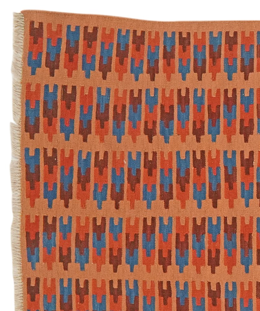Kelim Gashgai — Handmade, 105x250 cm, Orange, 100% Virgin Wool | View 3